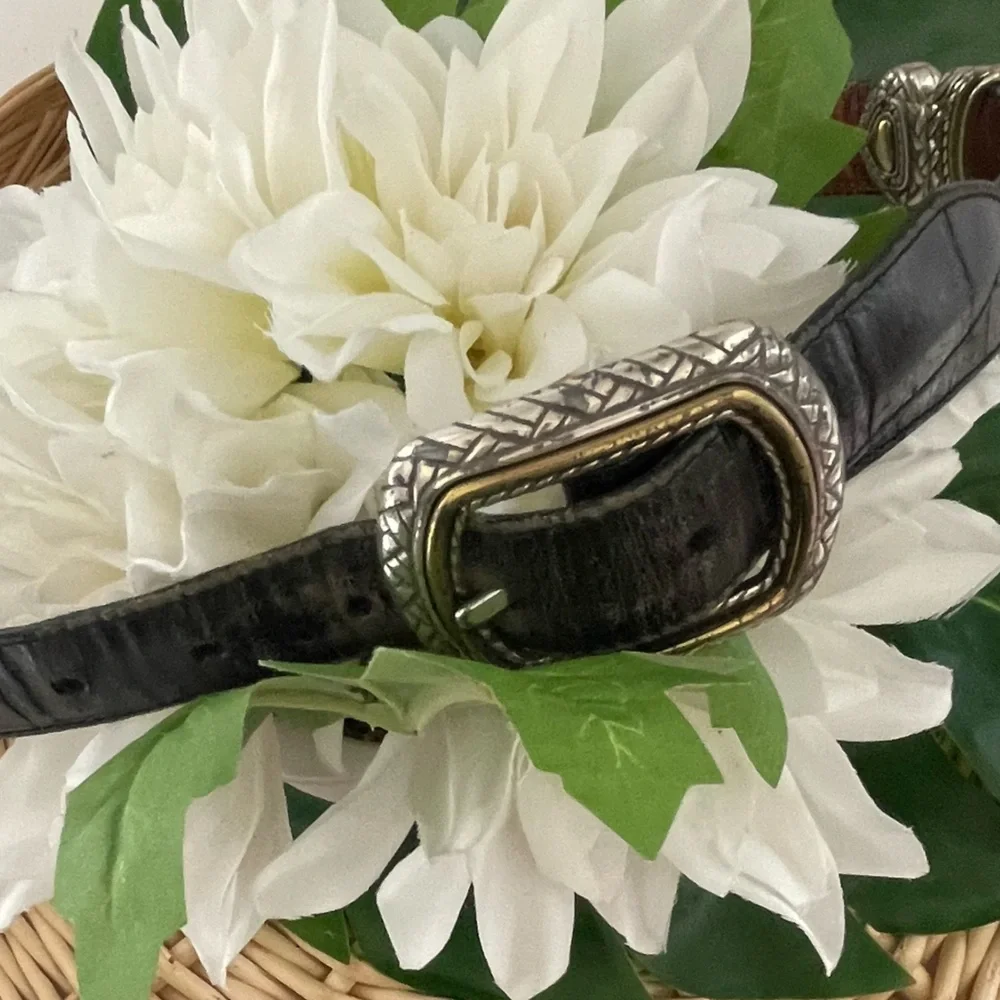 Brighton Reversible Black/Brown Croc Print 1